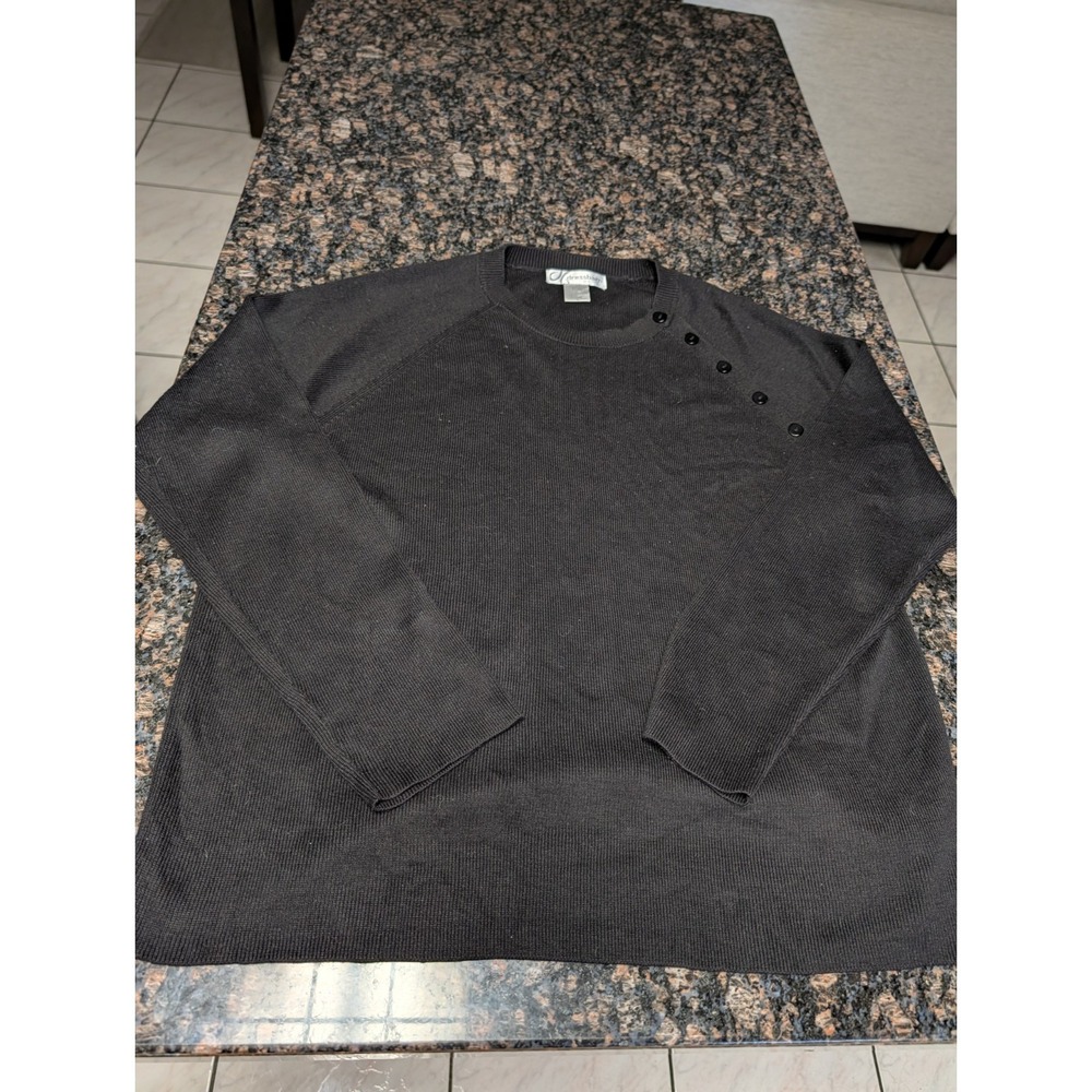 Dressbarn Black Women's Stretch Top Blouse Long Sleeve Pullover 14/16